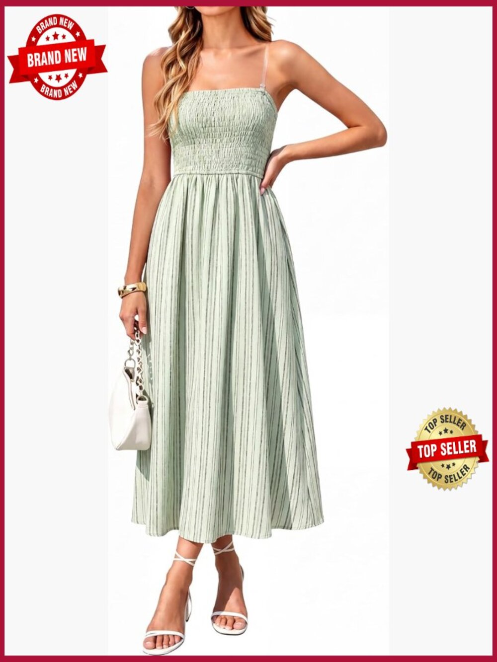 Strapless Convertible Midi Dress with Pockets Beach Sundress